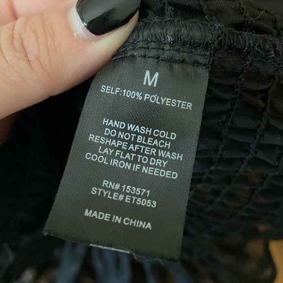 Black Rushed Crop Top- Size Medium - Picture 4 of 4